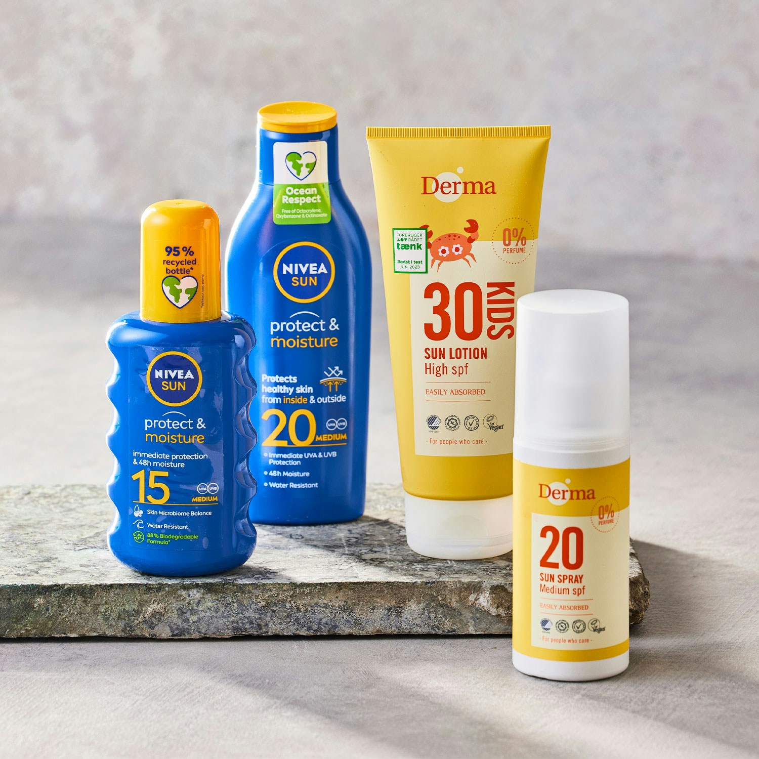 Forskellige solcremer. Køb solcreme hos BilkaToGo.