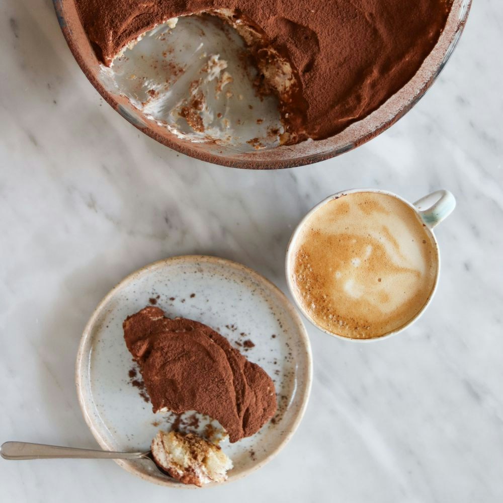 Tiramisu og en kop kaffe