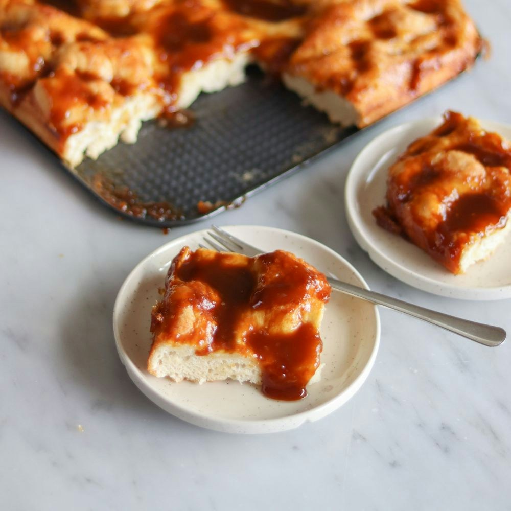 Brunsviger med karamelliseret remonce