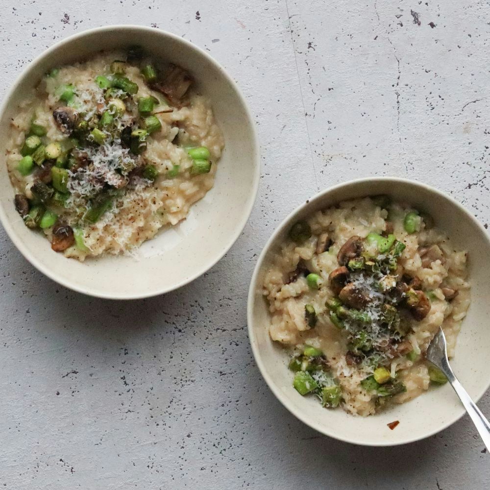 Risotto med champignon, grønt og parmesan