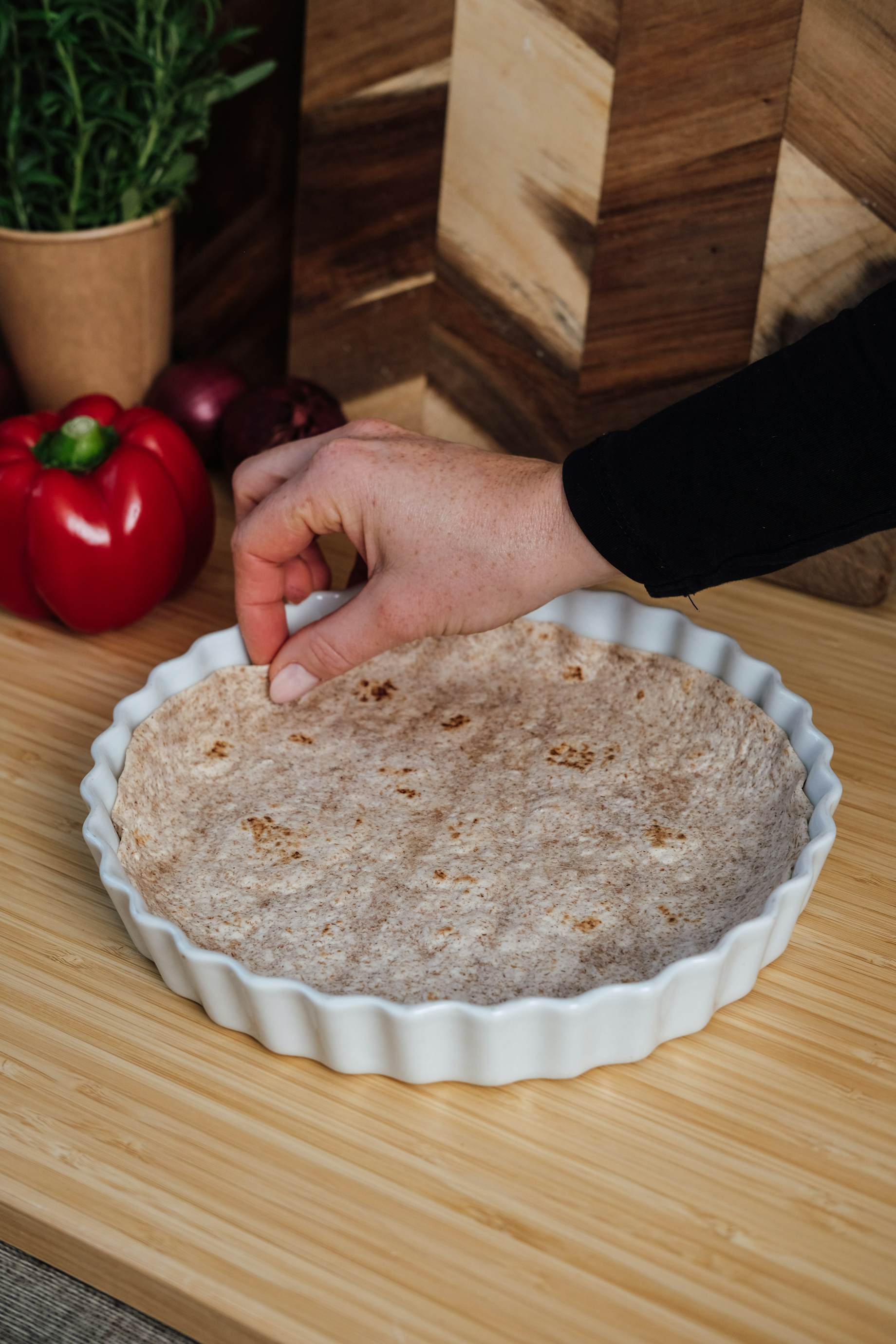 Step 1. Opskrift på tortillatærte med grisekød. BilkaToGo.