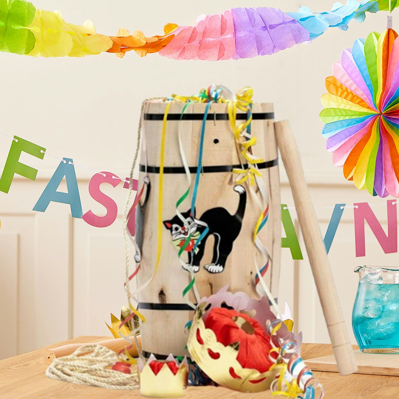 En fastelavnstønde i pap og træ. Køb fastelavnstønder hos Bilka.